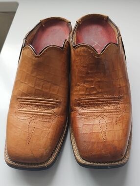 TWISTED X MEN'S BROWN CROC EMBOSSED LEATHER SLIP-ON LOAFERS